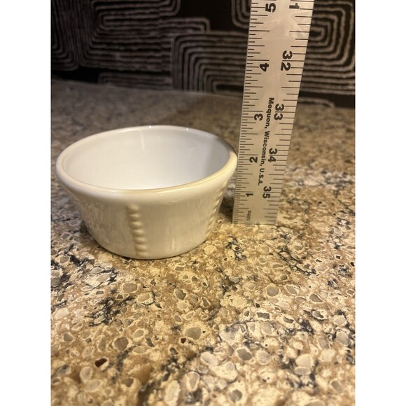 Princess House Pavillion 3 Ramekins Stoneware Off White Hobnail Design 4”x2” - Picture 7 of 7